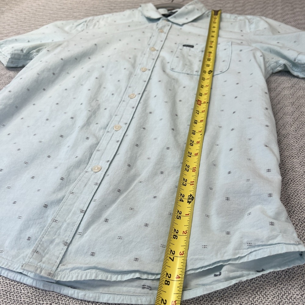 Volcom Short Sleeve Button-Up Shirt Light Blue Embroidered Size Large - Picture 5 of 9